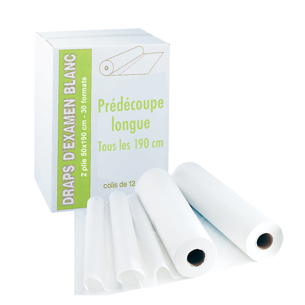 DRAPS D'EXAMEN PRÉDÉCOUPES LONGUES - 30 FORMATS - 50 X 190 CM