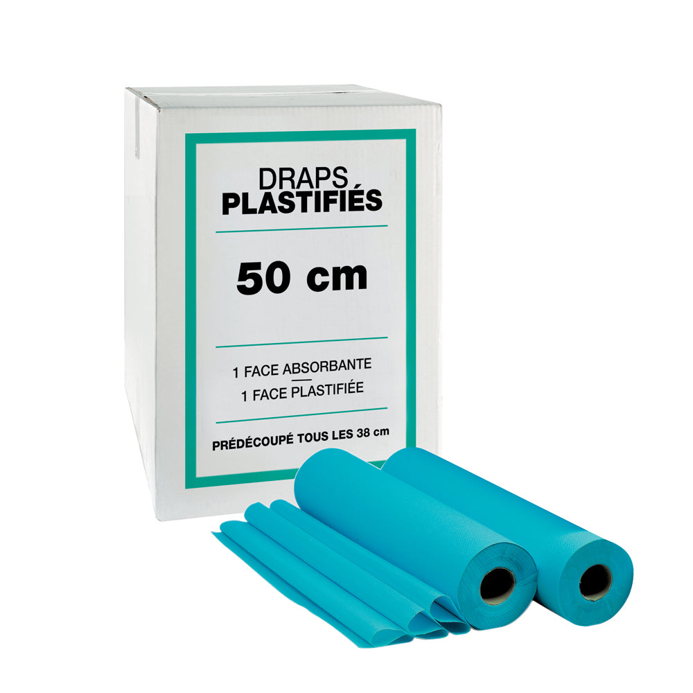 DRAPS D'EXAMEN PLASTIFIÉS BLEU - 180 FORMATS - 50 X 38 CM