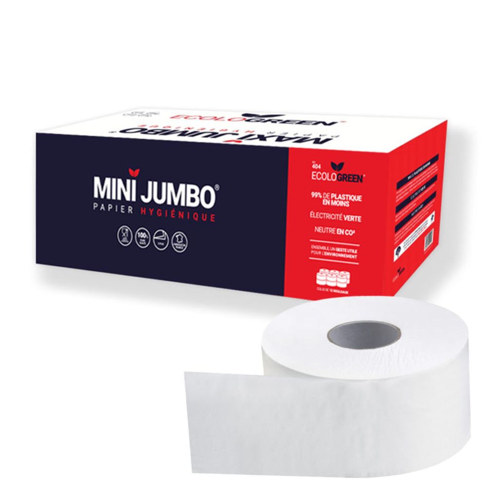 PAPIERS HYGIÉNIQUE MINI'JUMBO - 200 MÈTRES - 2 PLIS PURE OUATE