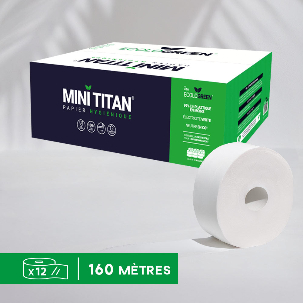 PAPIERS HYGIÉNIQUE MINI'JUMBO - 160 MÈTRES - 2 PLIS PURE OUATE