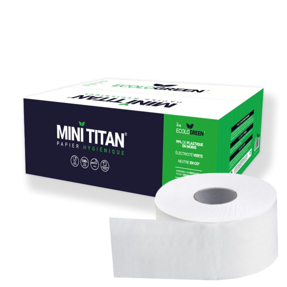 PAPIERS HYGIÉNIQUE MINI'JUMBO - 160 MÈTRES - 2 PLIS PURE OUATE