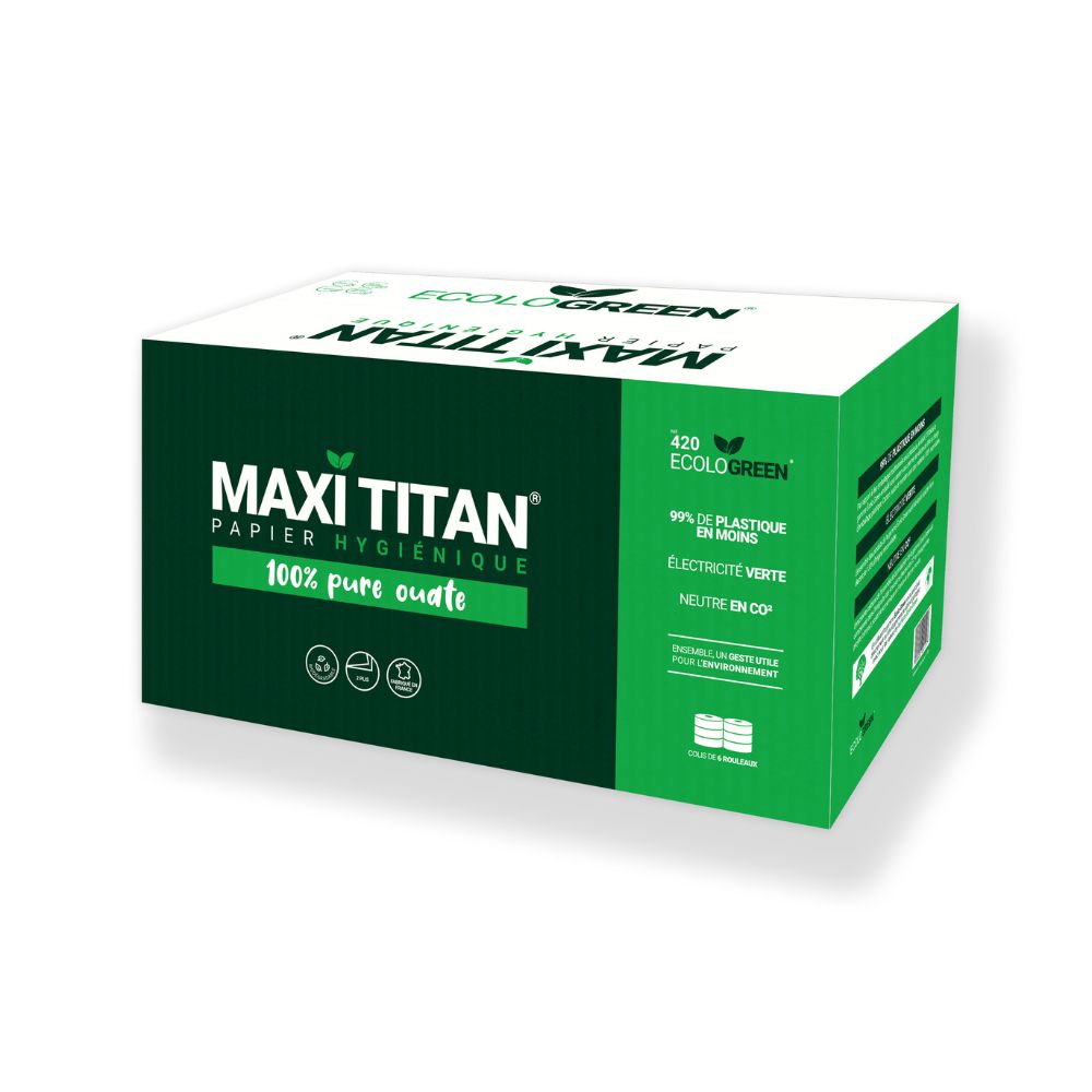 PAPIERS HYGIÉNIQUE MAXI'TITAN - 320 MÈTRES - 2 PLIS PURE OUATE