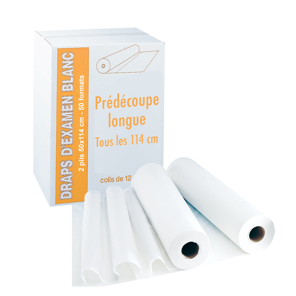 draps d'examen prédécoupes longues - 50 FORMATS - 50 X 114 CM