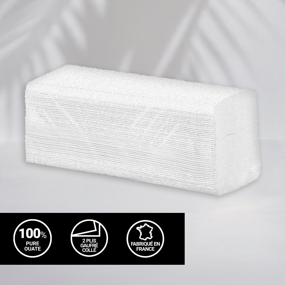 EMBOSSED GLUED HAND TOWELS IN INTERESTED V-FOLD - PACKAGE OF 3000 SIZES - 21 X 23 CM