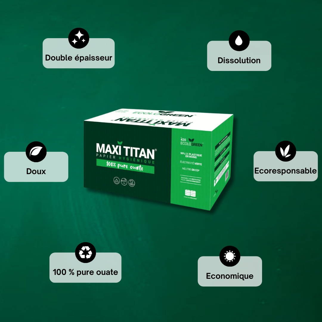 MAXI'TITAN TOILET PAPER - 320 METERS - 2 PLY PURE WOODEN